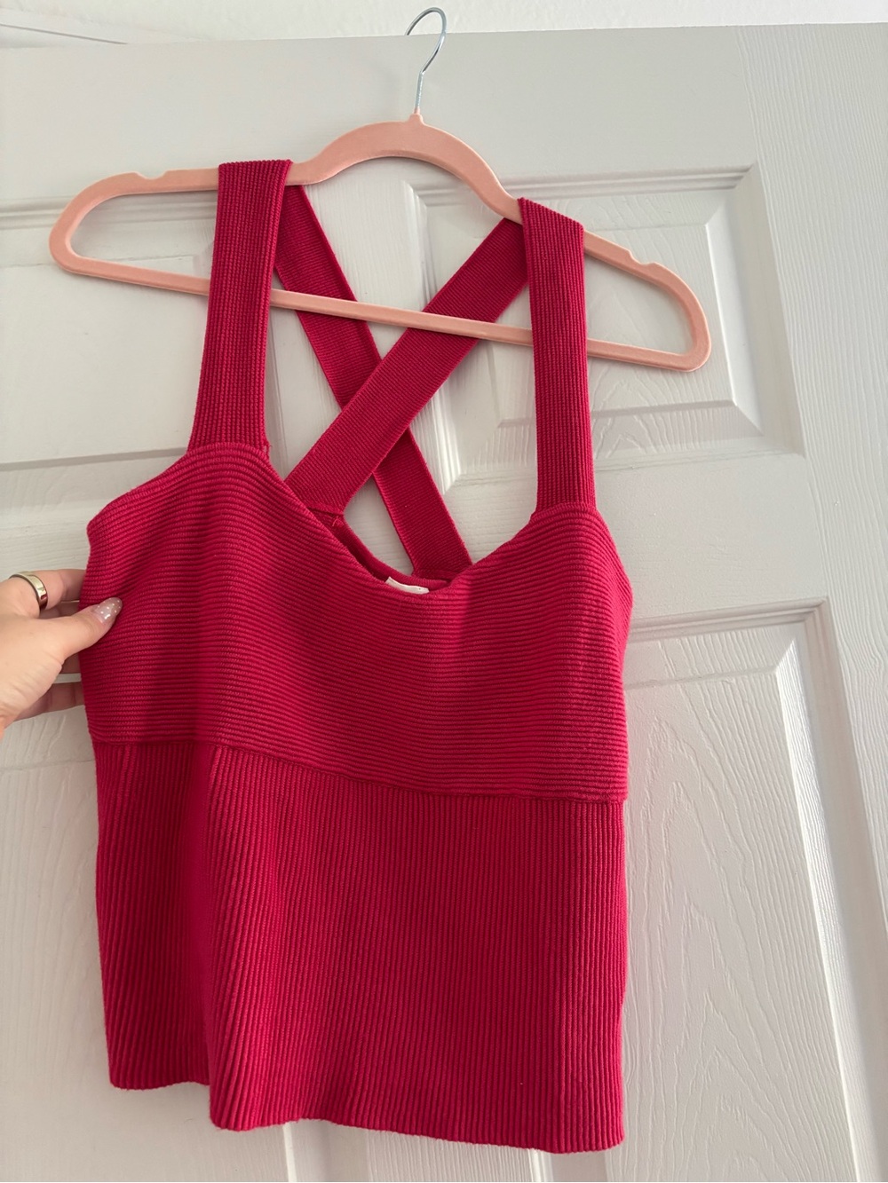 Abercrombie & Fitch Strapless Ribbed Tank Dress in Raspberry Red